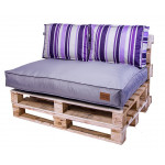 Paletové sedenie Golden Garden GG78 - podsedák a vankúš 120cm x 80cm x 15cm penový granulát sivá s pásmi 1